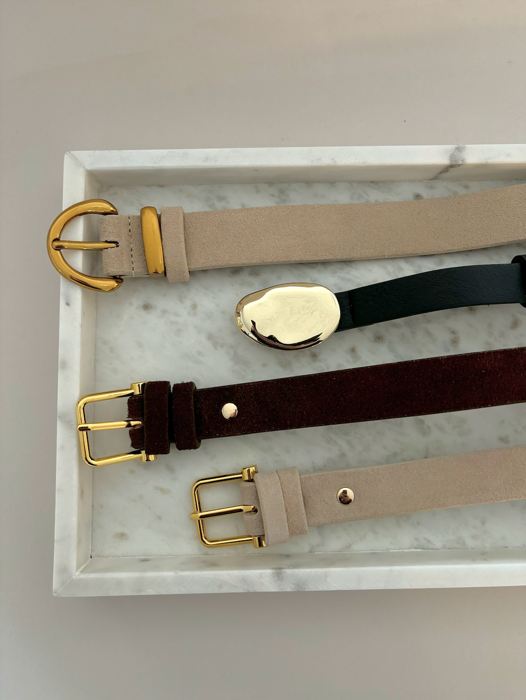 Halley Suede Buckle Belt in Brown