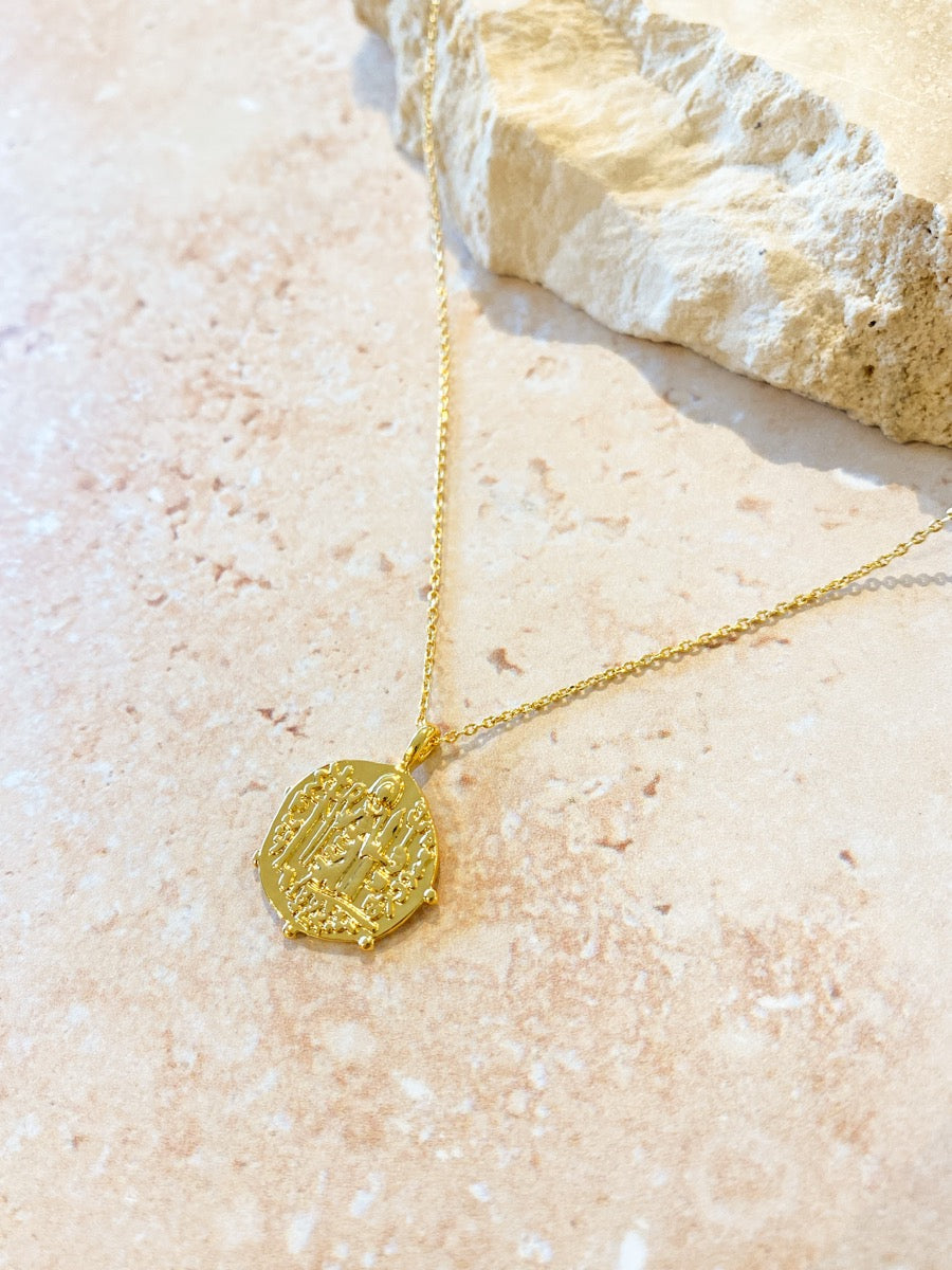 Coin Charm Necklace - 18K Gold Plated
