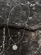 Coin Charm Plated Necklace - Sterling Silver