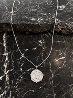Coin Charm Plated Necklace - Sterling Silver