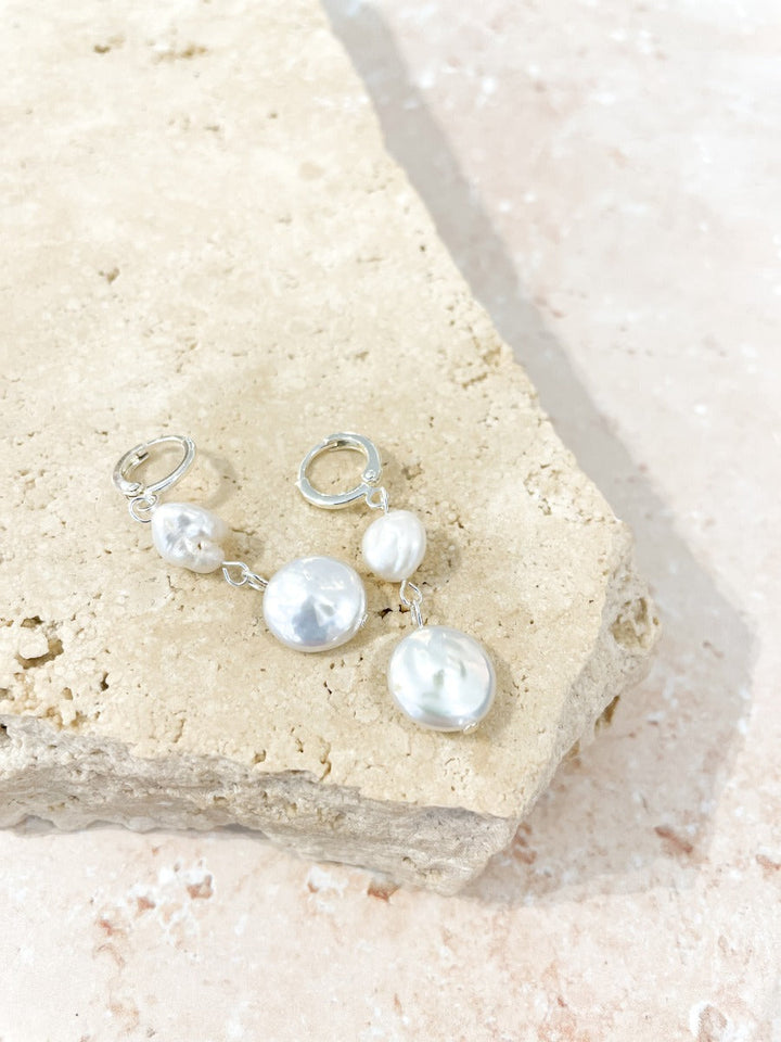 Aura Pearl Sterling Silver Plated Earrings