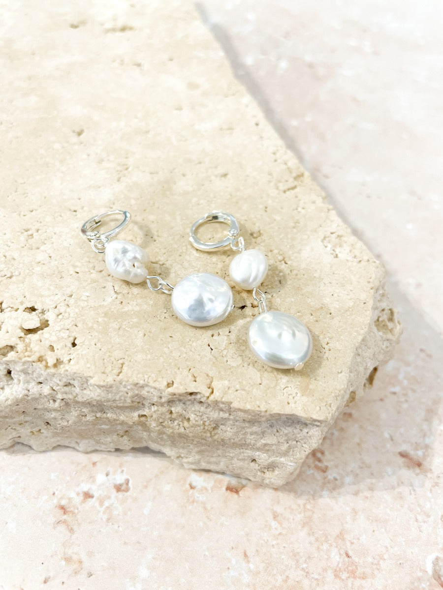 Aura Pearl Sterling Silver Plated Earrings