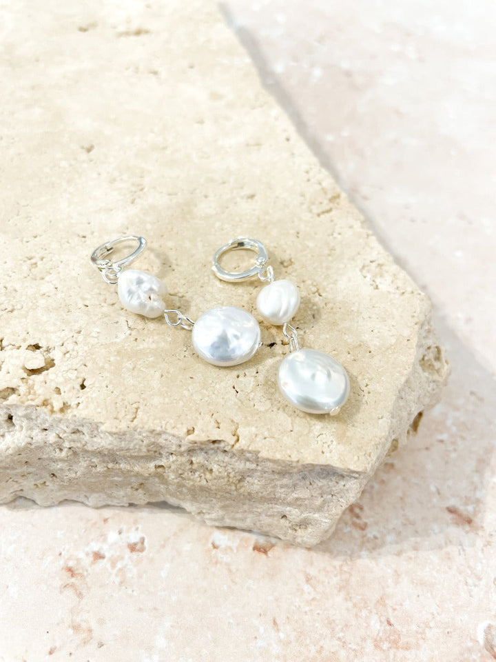 Aura Pearl Sterling Silver Plated Earrings