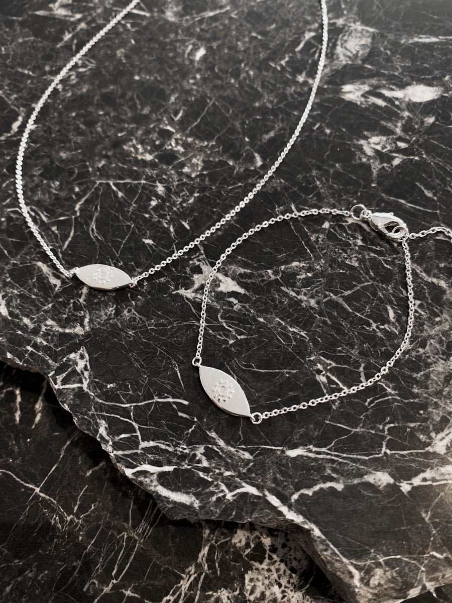 Evil Eye Plated Necklace - Sterling Silver