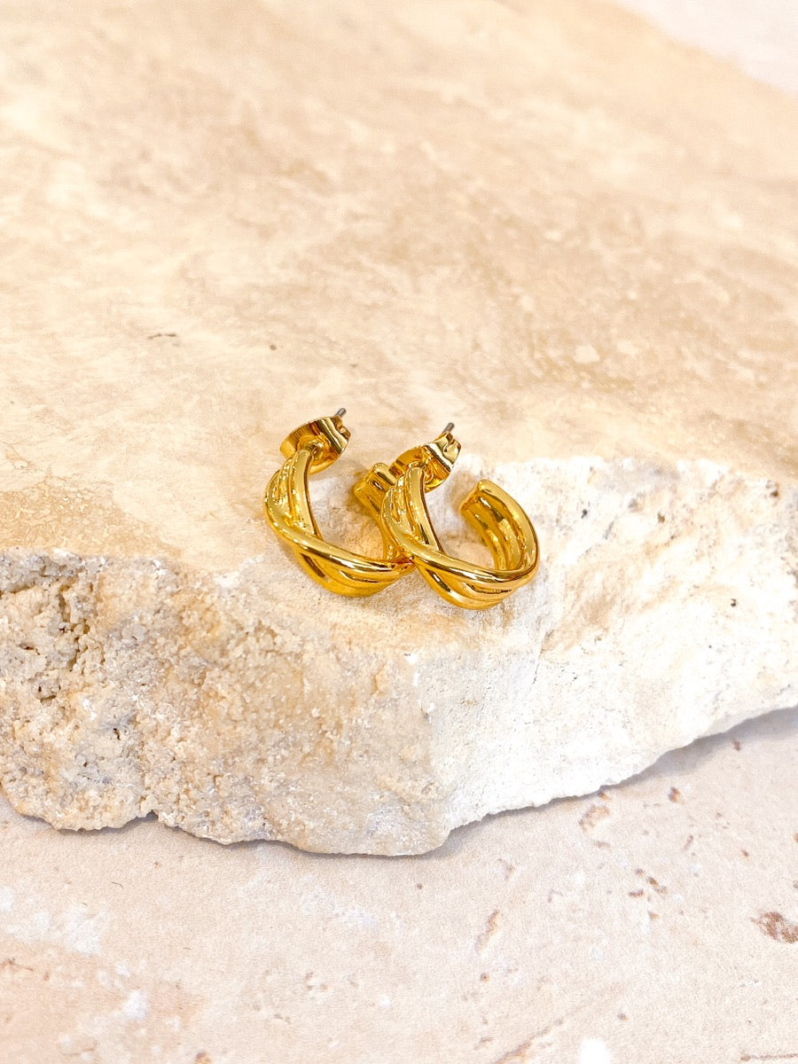 Twist Small Hoops in 18K Gold Plated