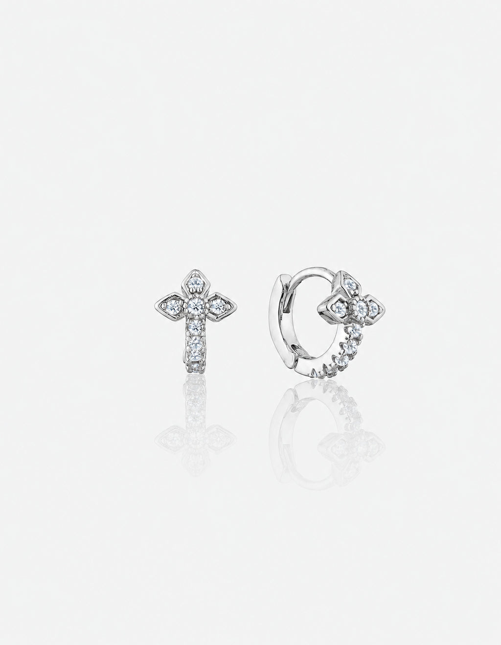 Petal Diamanté Sterling Silver Huggies