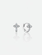 Petal Diamanté Sterling Silver Huggies