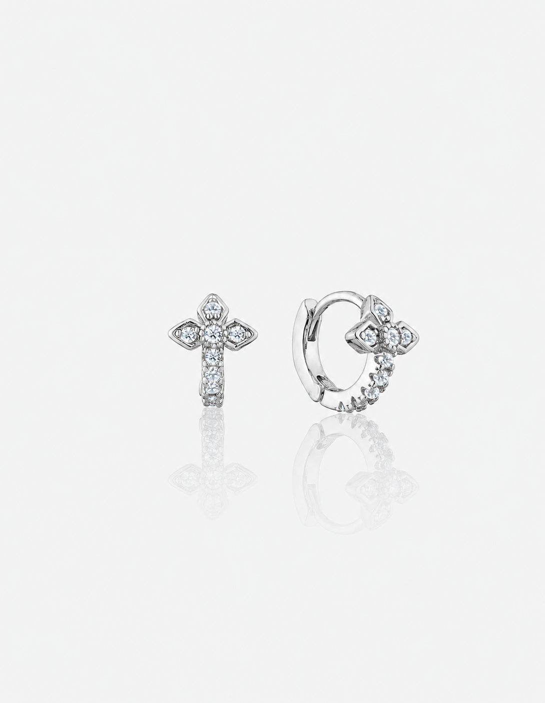 Petal Diamanté Sterling Silver Huggies