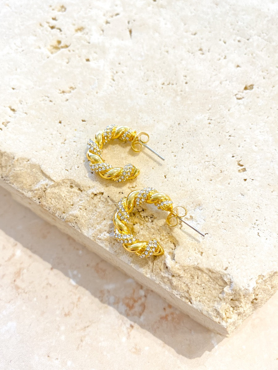 Diamanté Twist 18K Gold Plated Earrings