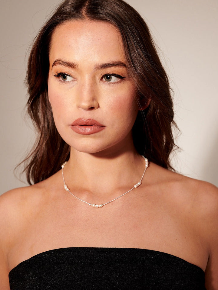 Trio Pearl Silver Plated Necklace