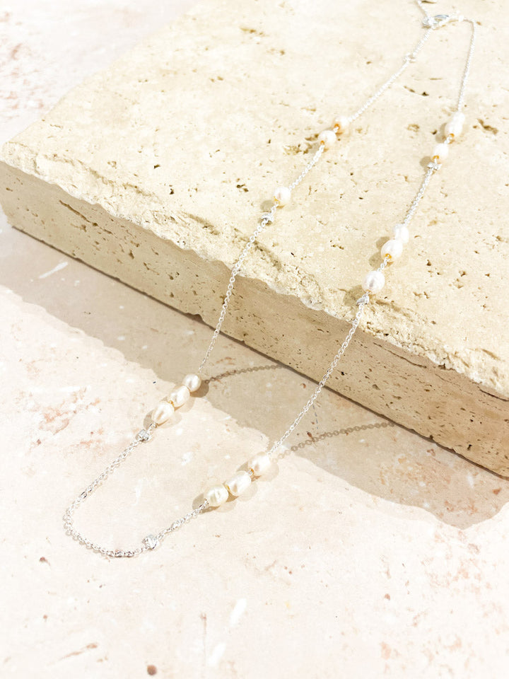 Trio Pearl Silver Plated Necklace