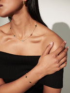 Mini Clover Gold Necklace - Black