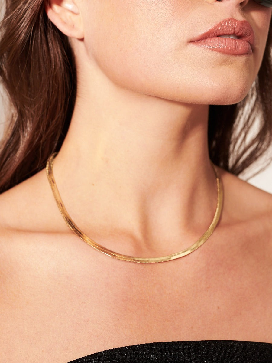 4mm Snake 18K Gold Plated Necklace