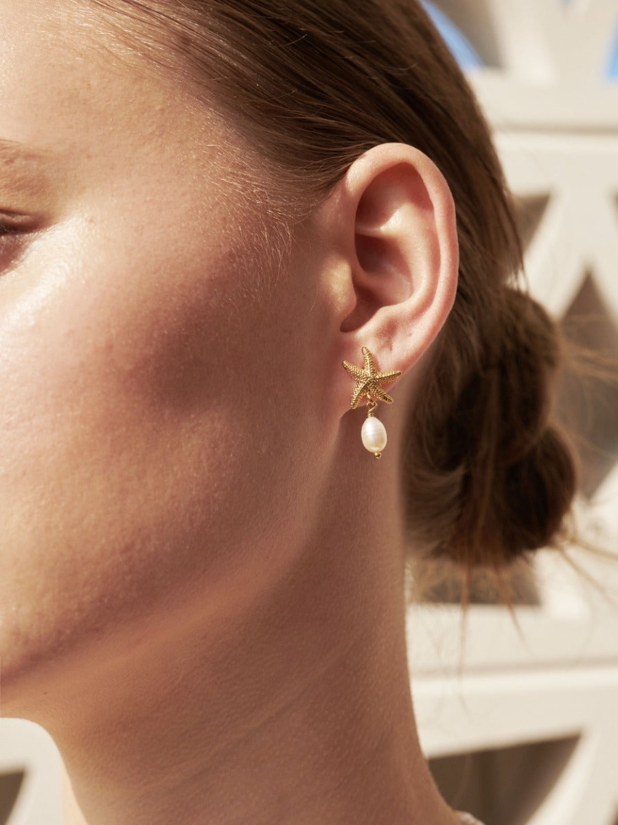 Starfish Pearl 18K Gold Plated Earrings