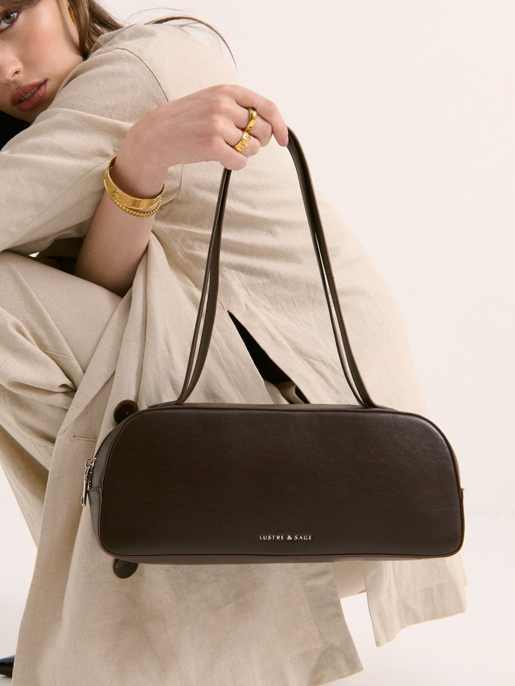 Addie Baguette Bag - Brown