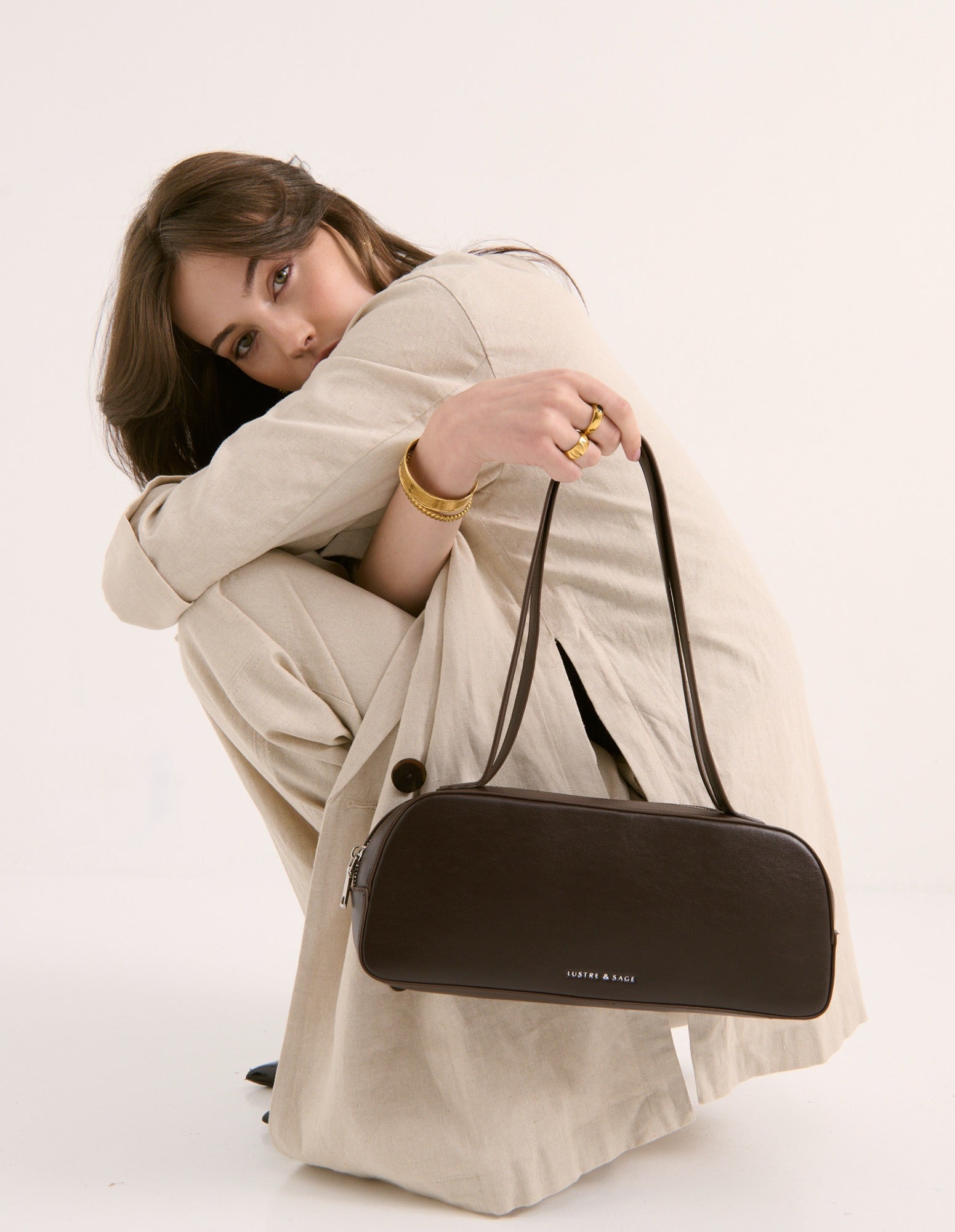 Addie Baguette Bag - Brown