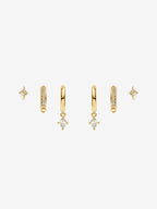 Amber Gold Stacker Earring Set