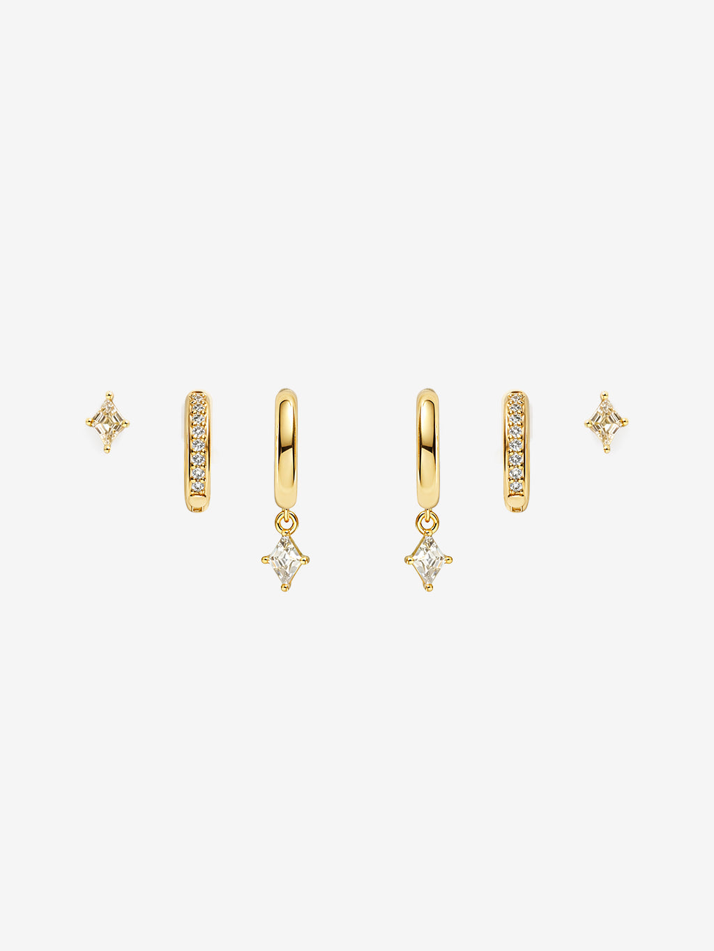 Amber Gold Stacker Earring Set