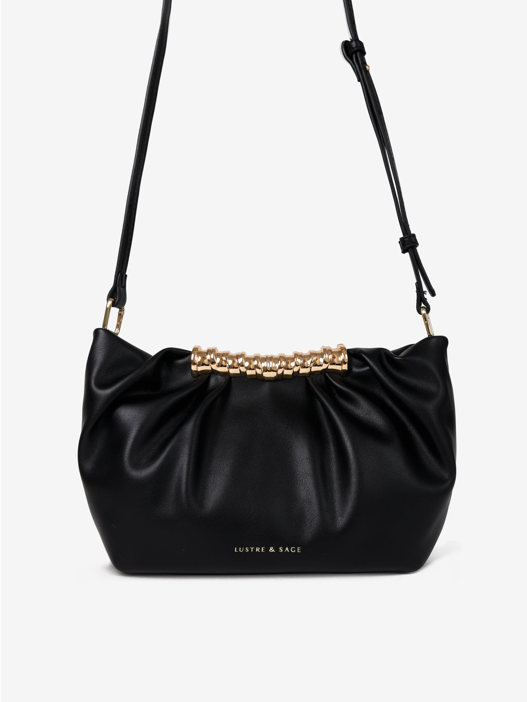 Aura Gathered Clutch Bag - Black