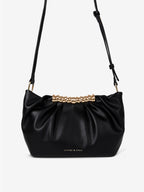Aura Gathered Clutch Bag - Black