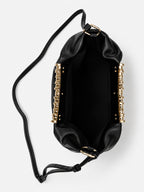 Aura Gathered Clutch Bag - Black