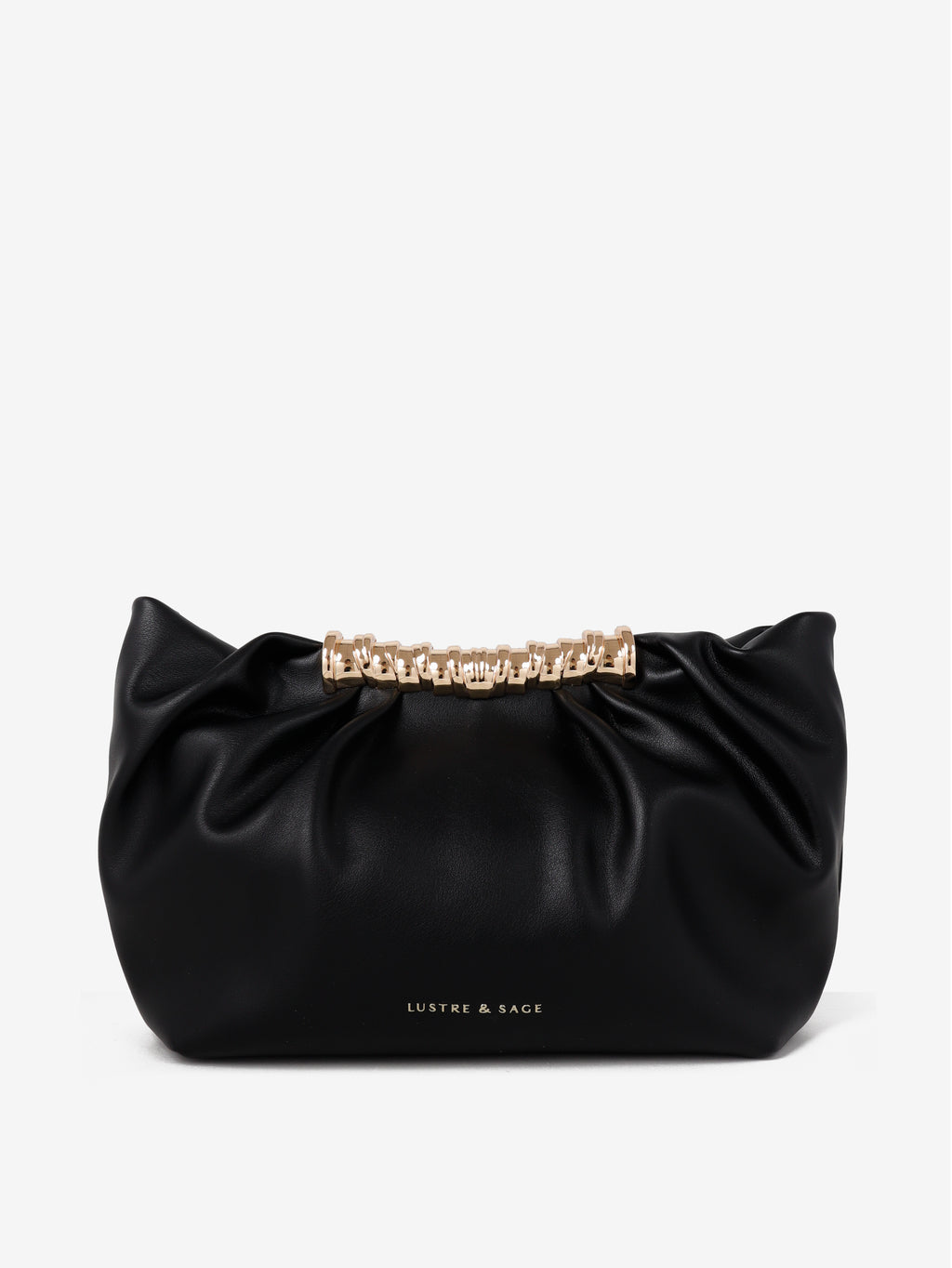 Aura Gathered Clutch Bag - Black