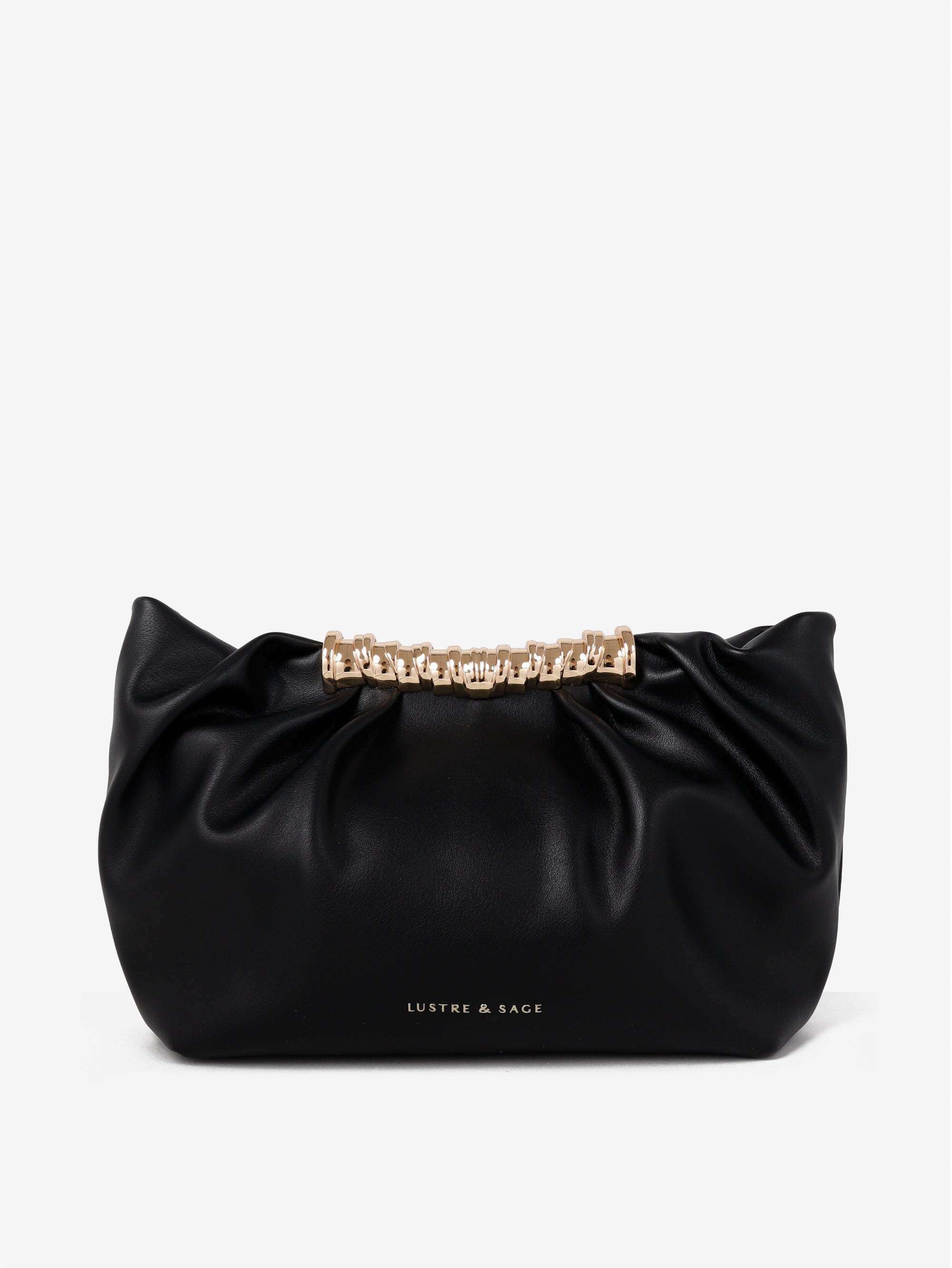 Aura Gathered Clutch Bag - Black