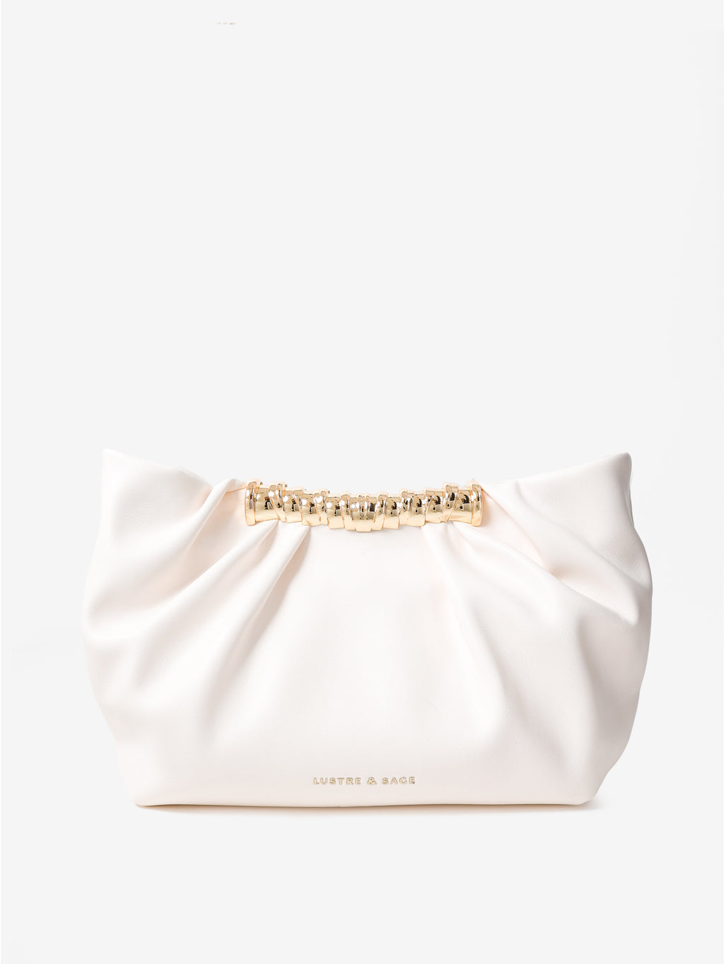 Aura Gathered Clutch Bag - Cream