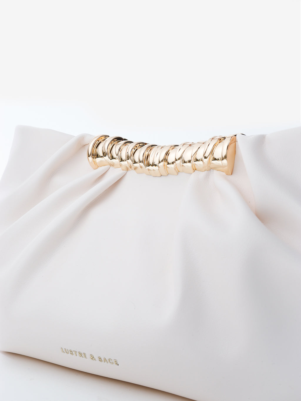 Aura Gathered Clutch Bag - Cream