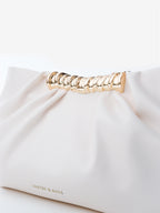 Aura Gathered Clutch Bag - Cream