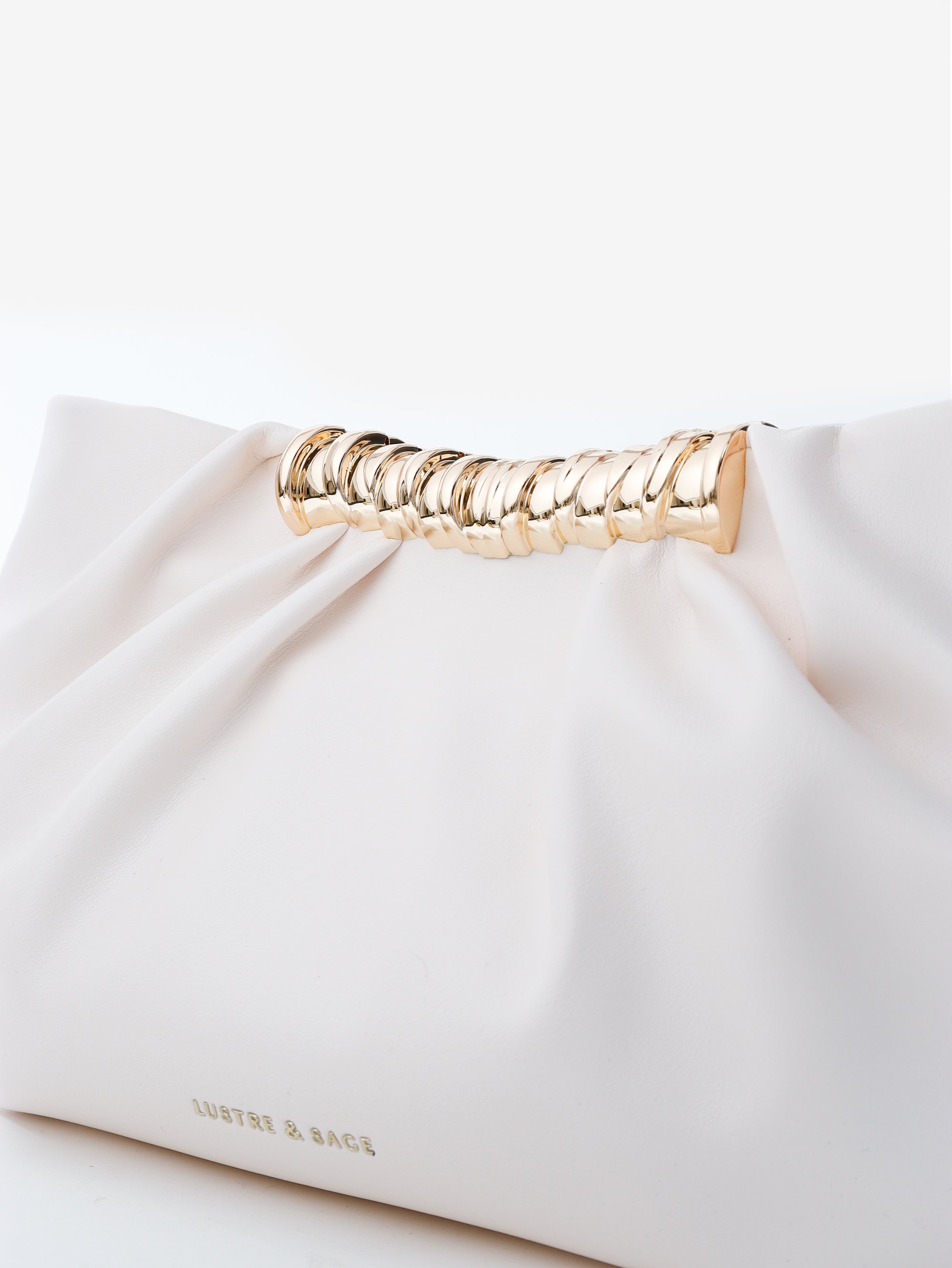 Aura Gathered Clutch Bag - Cream