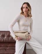 Becca Suede Clutch Bag - Beige