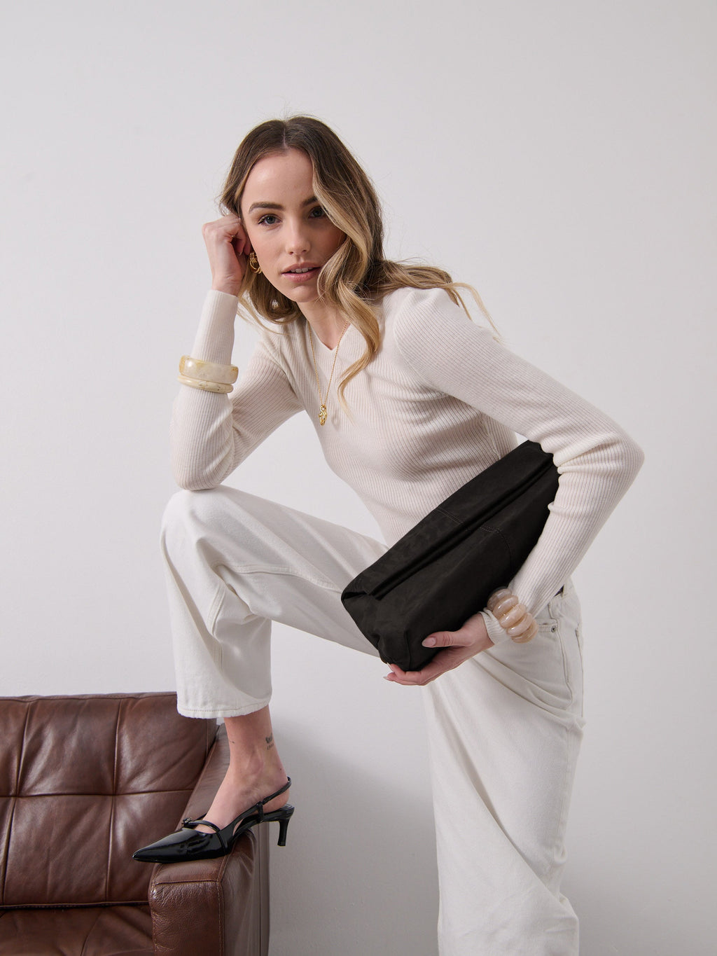 Becca Suede Clutch Bag - Black