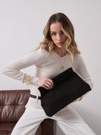 Becca Suede Clutch Bag - Black