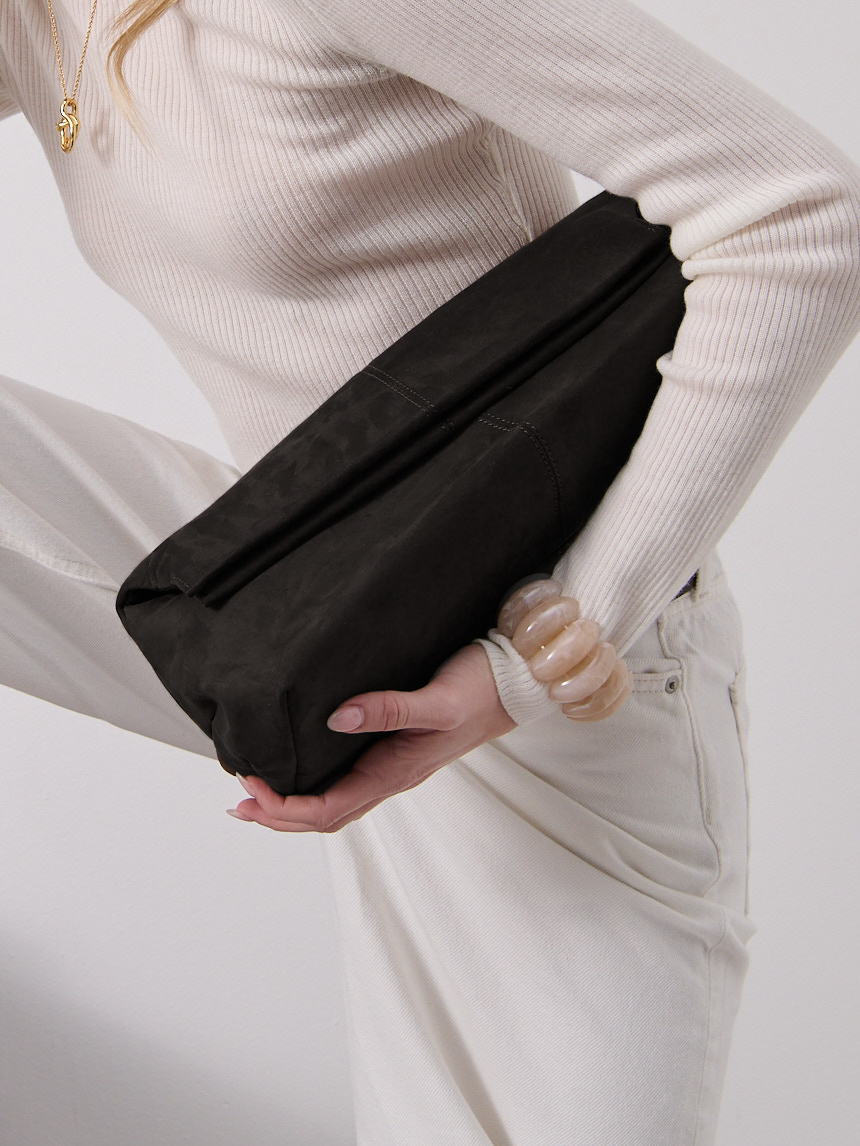 Becca Suede Clutch Bag - Black