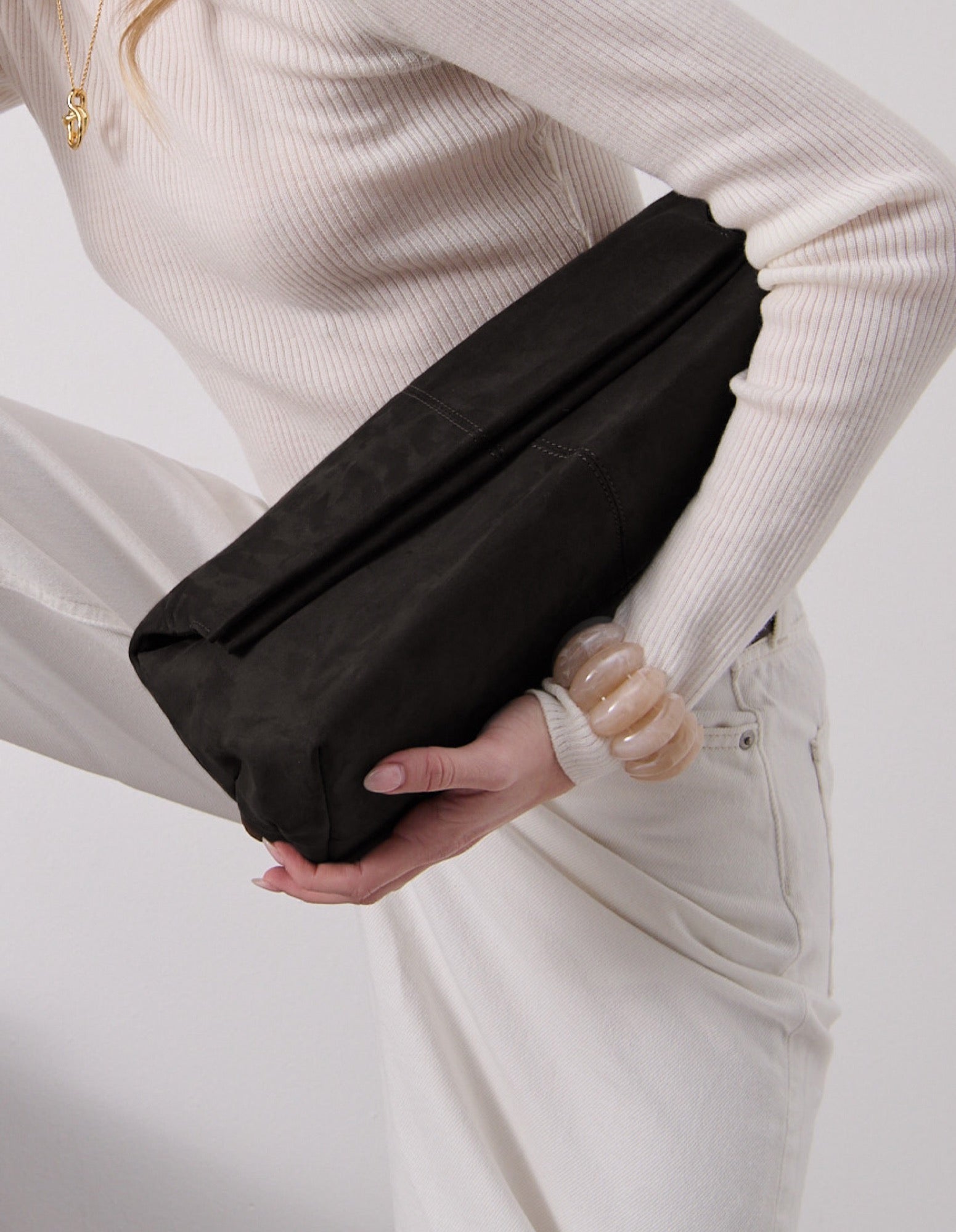 Becca Suede Clutch Bag - Black