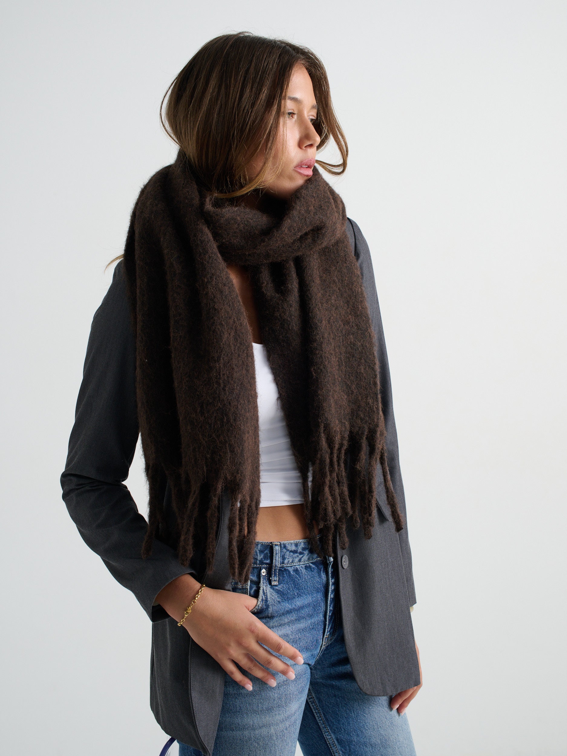 Betty Fluffy Scarf - Brown