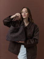 Calla Woven Shoulder Bag - Brown
