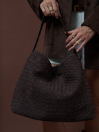 Calla Woven Shoulder Bag - Brown