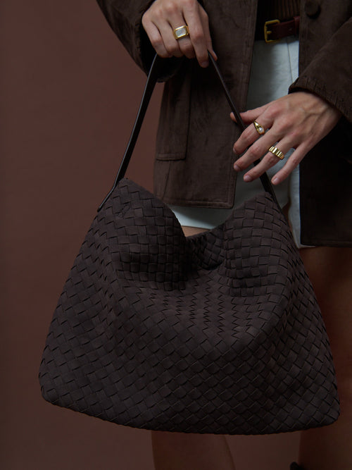 Calla Woven Shoulder Bag - Brown