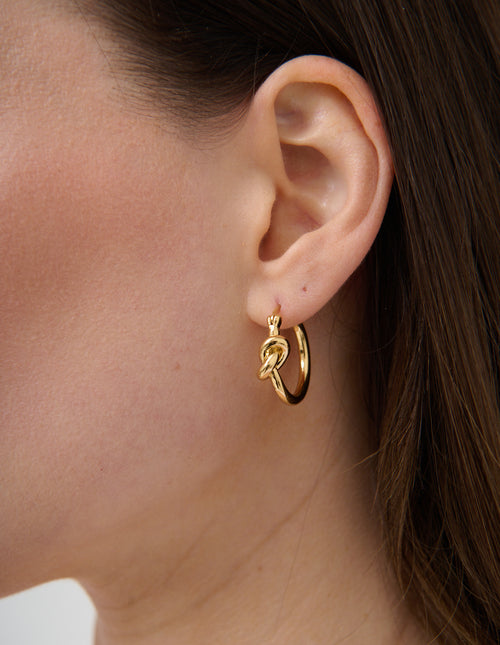 Corrina Knot Hoop Earrings - 18K Gold Plated