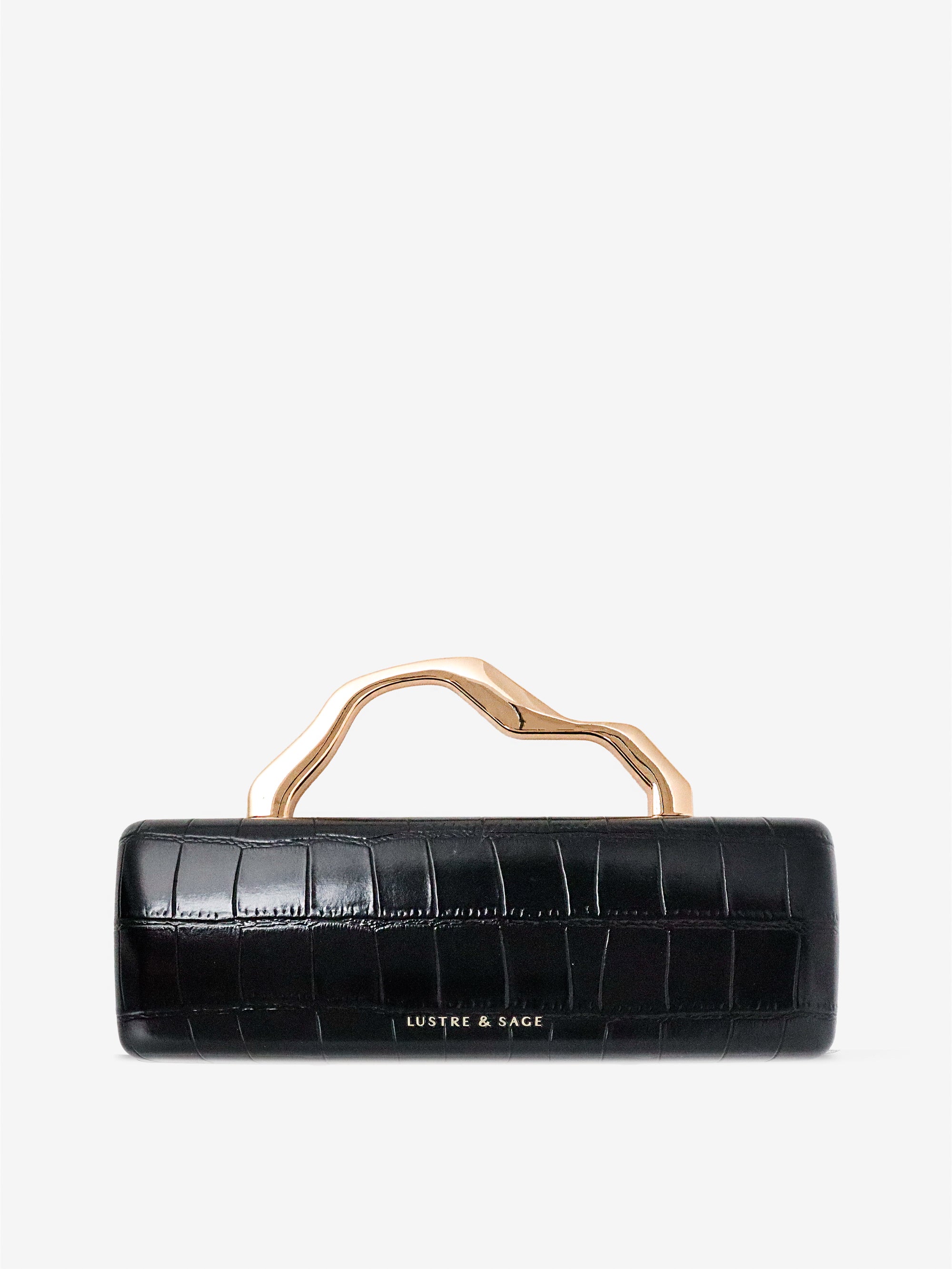 Celeste Croc Clutch - Black