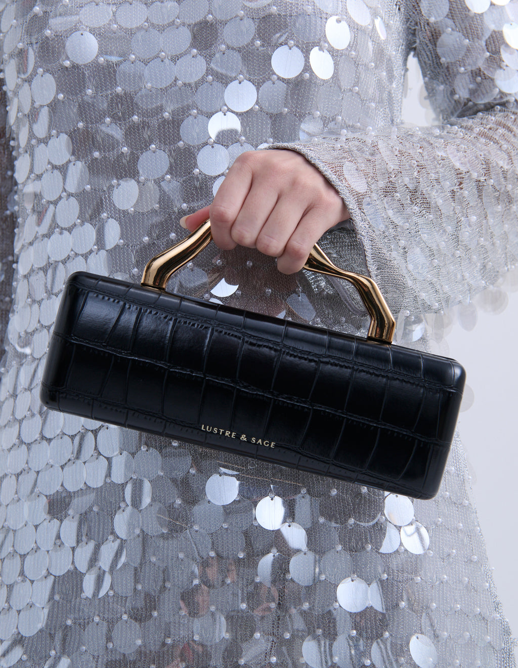 Celeste Croc Clutch - Black
