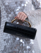 Celeste Croc Clutch - Black