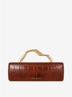 Celeste Croc Clutch - Brown