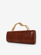 Celeste Croc Clutch - Brown
