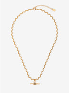 Genevieve Wavy T-Bar Necklace - 18K Gold Plated