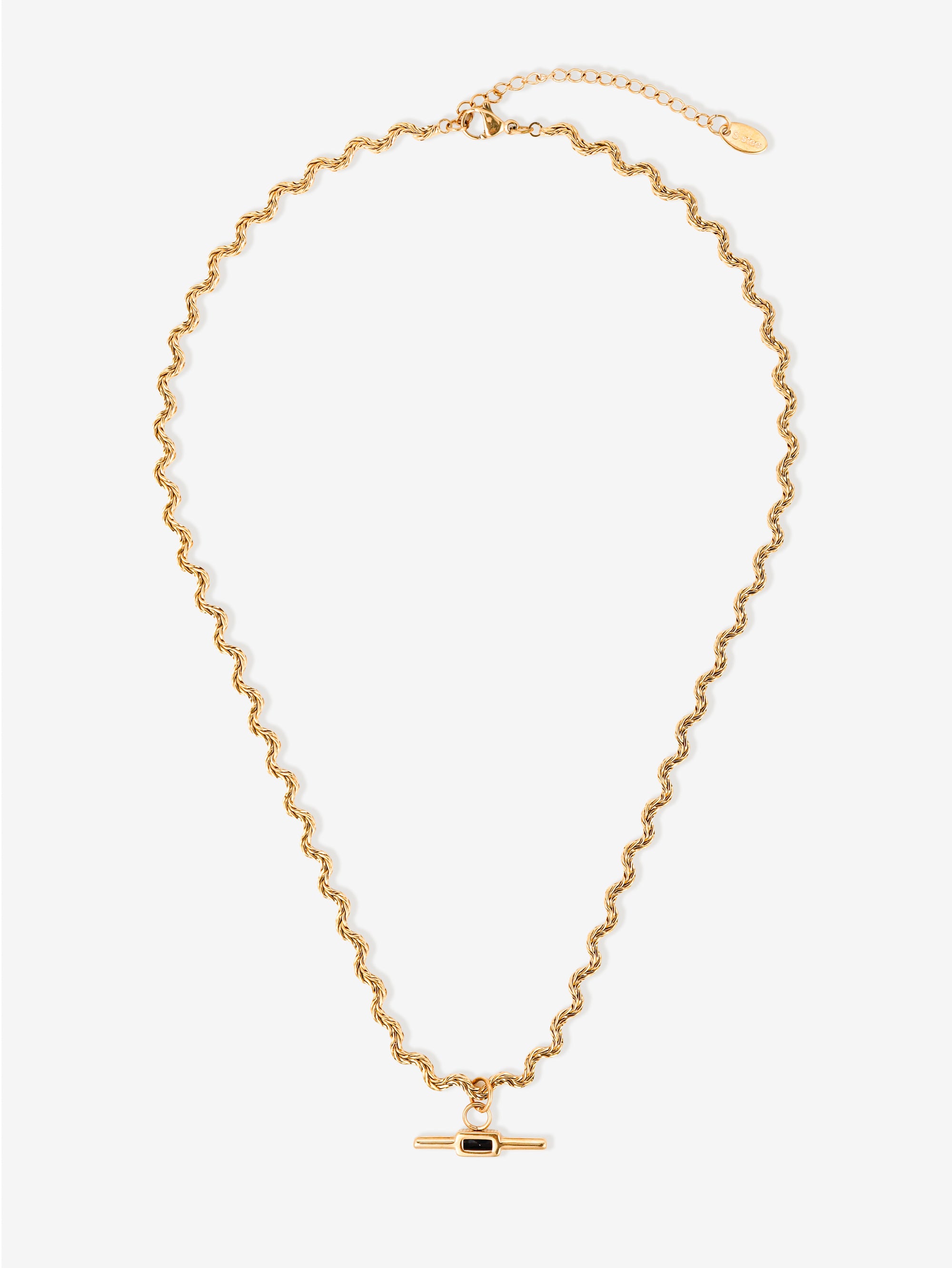Genevieve Wavy T-Bar Necklace - 18K Gold Plated