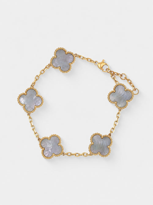 Charlotte Gold Clover Bracelet - Ash