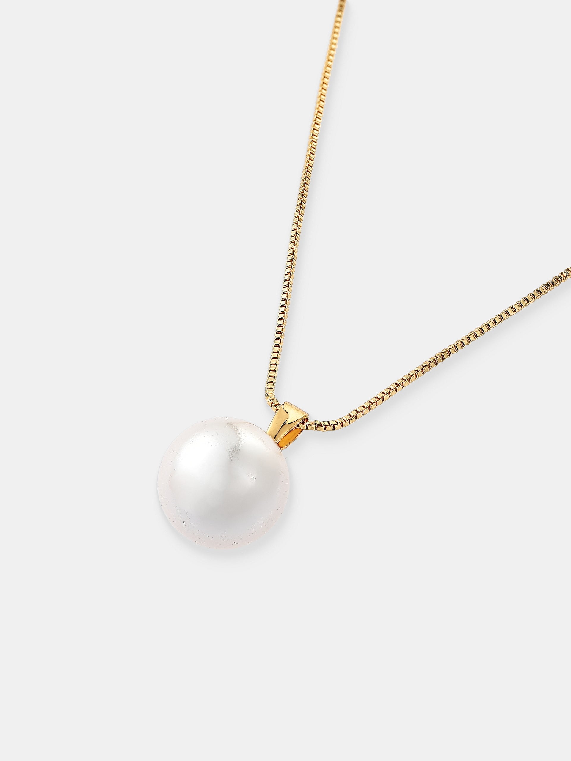 Classic Glass Pearl Necklace - 18K Gold Plated